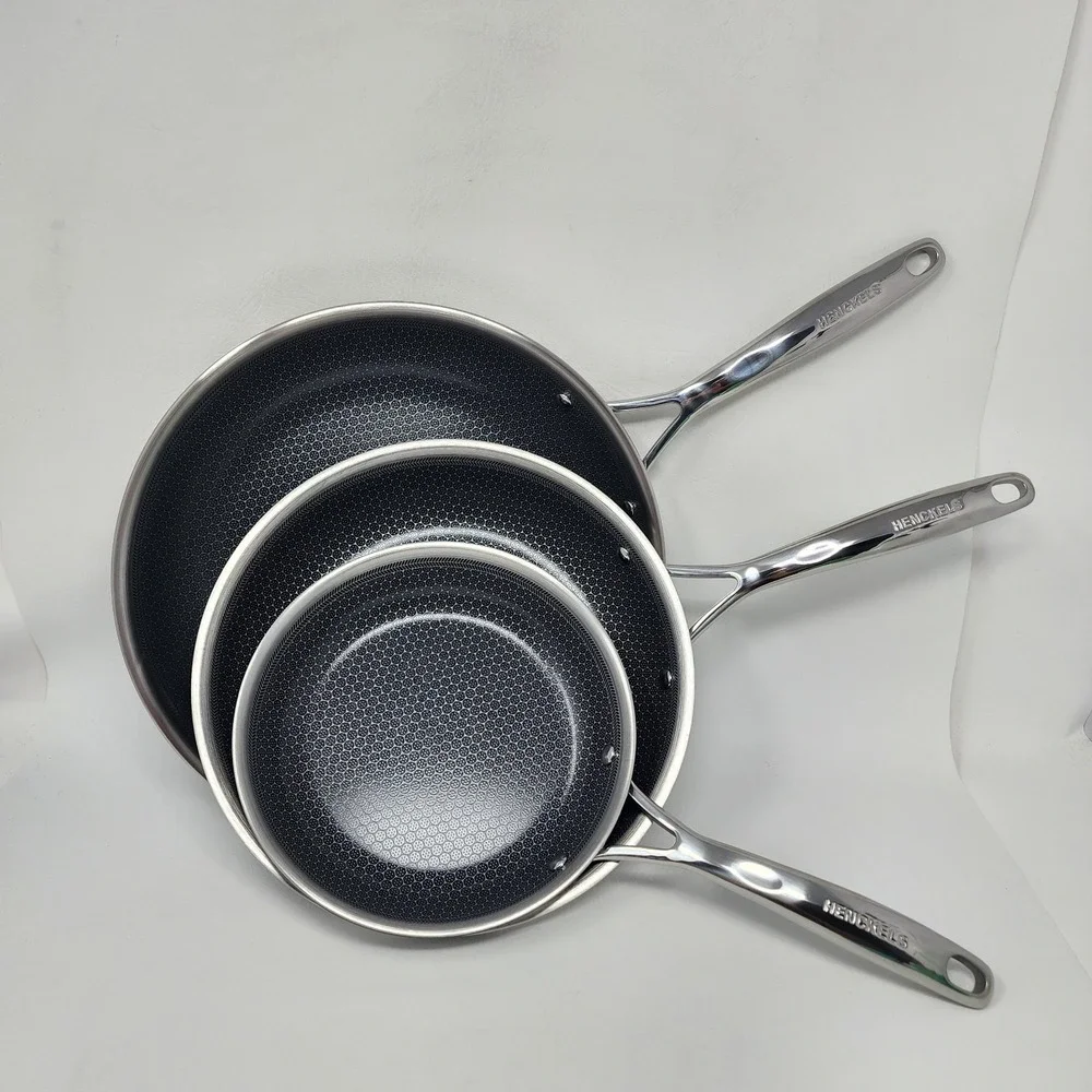 Henckels Paradigm 3-Piece Skillet Set Tri-Ply Stainless Steel 3-Layer Nonstick